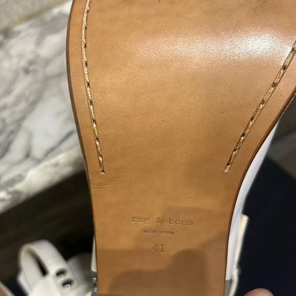 Rag & Bone Women Off White Leather Open Toe Chunky Heel Wyatt Sandal 10.5/41 NIB - Picture 9 of 12